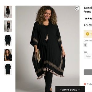 Ulla Popken black tassel kimono